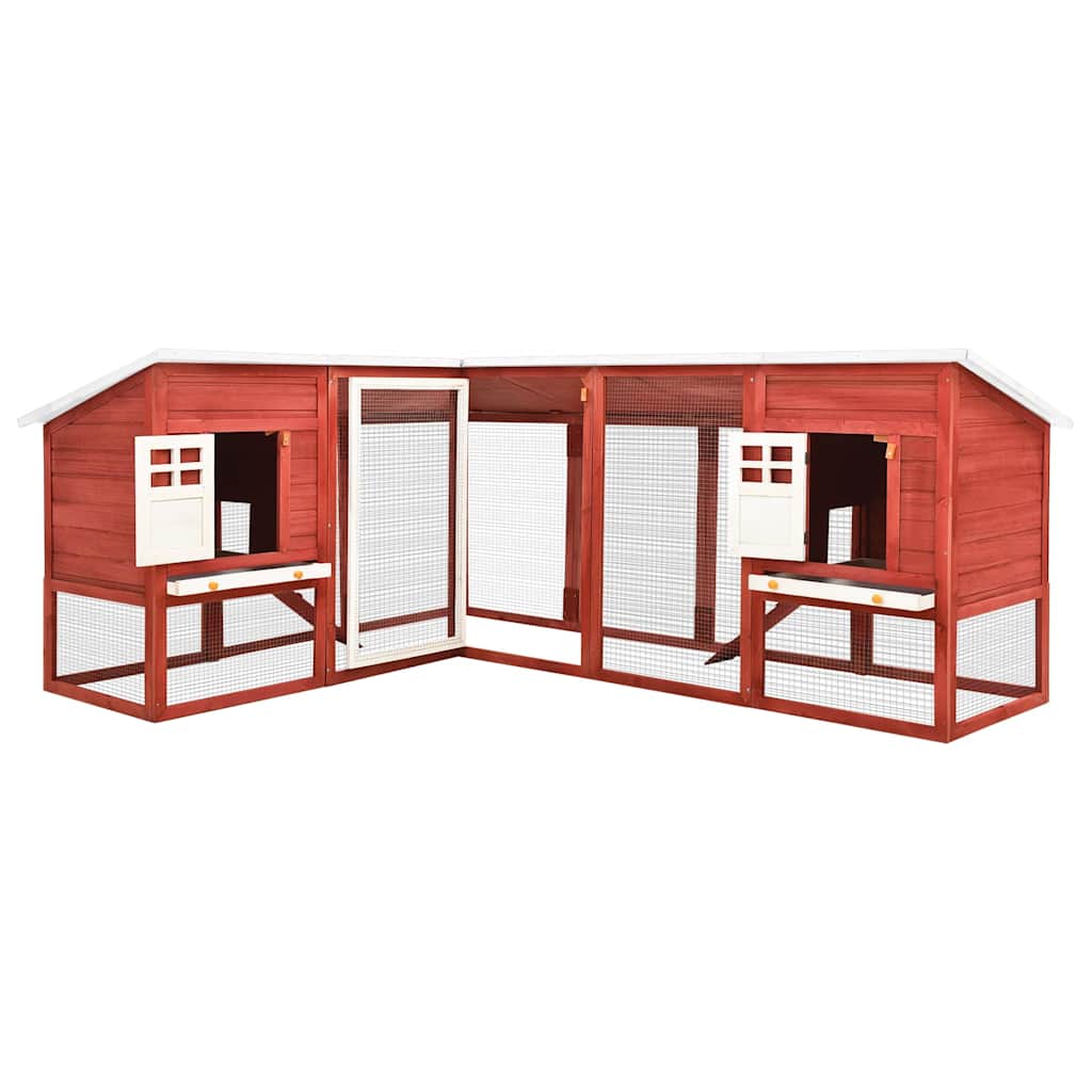 170875 vidaXL Outdoor Rabbit Hutch with Run Red and White Solid Fir Wood