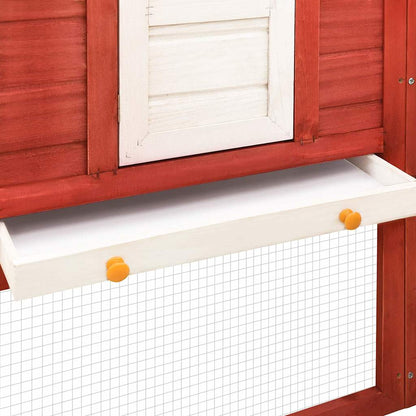 170875 vidaXL Outdoor Rabbit Hutch with Run Red and White Solid Fir Wood