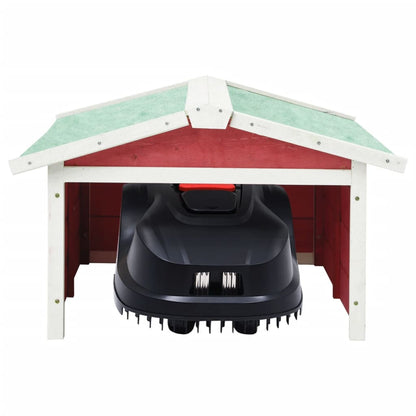 170881 vidaXL Robotic Lawn Mower Garage 72x87x50 cm Red and White Firwood