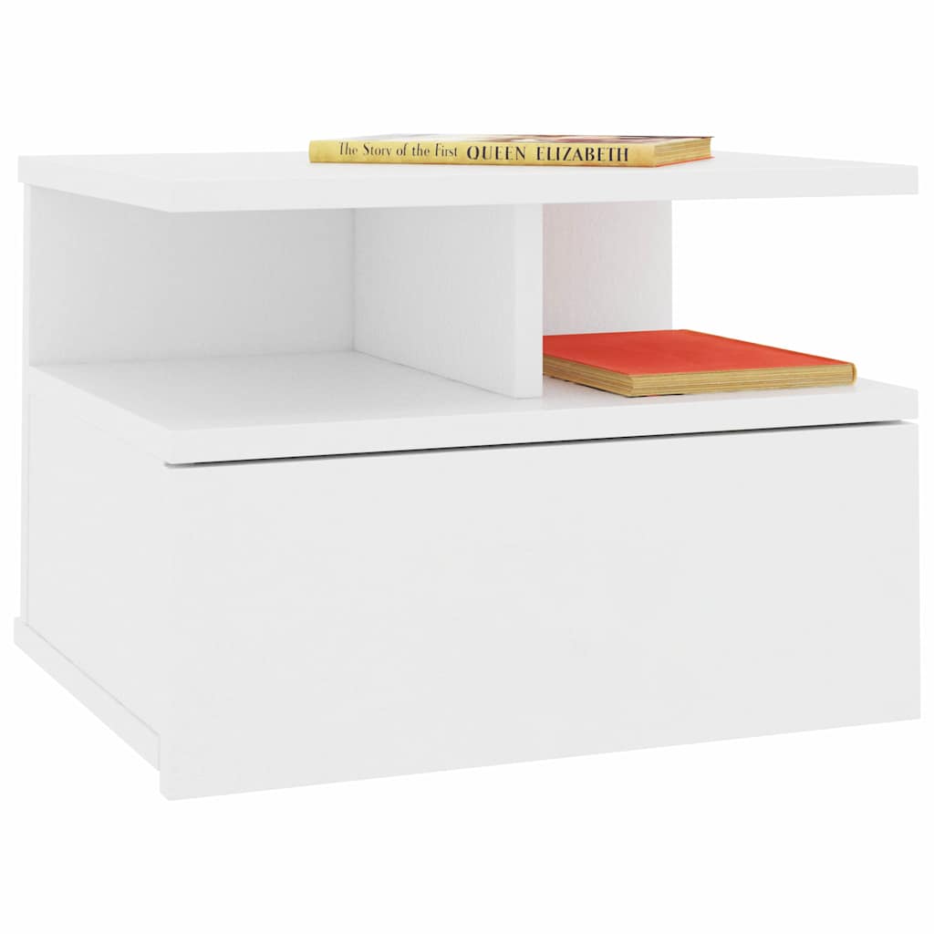 vidaXL Floating Nightstand | White | Engineered wood | Compact
