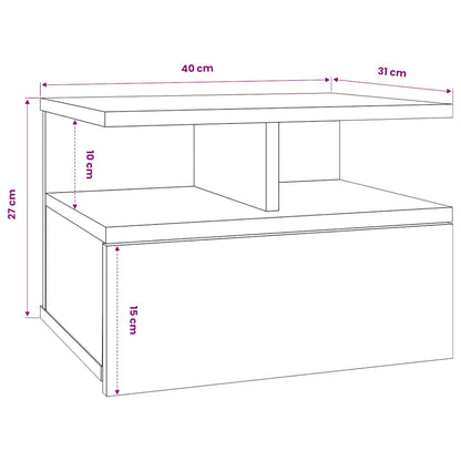 vidaXL Floating Nightstand | White | Engineered wood | Compact