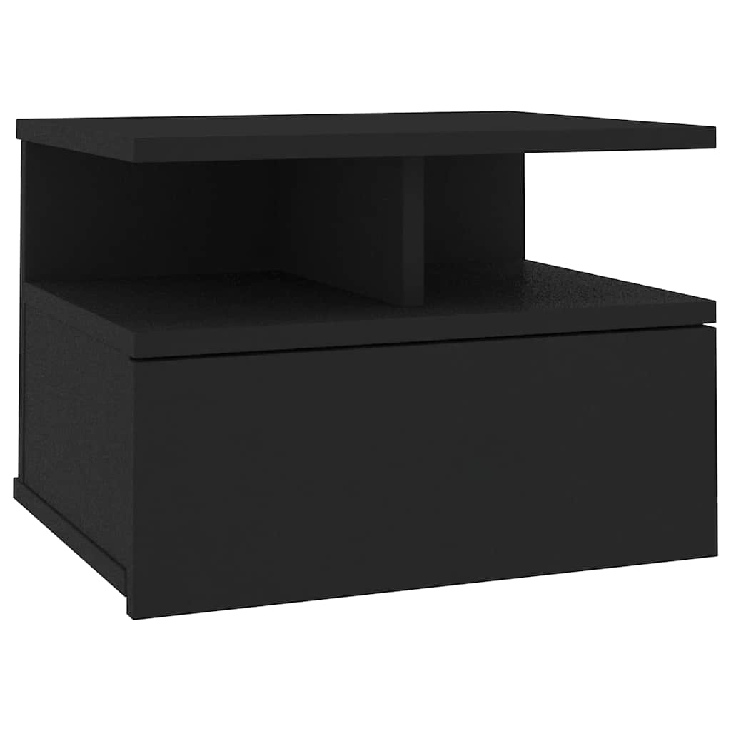 800407 vidaXL Floating Nightstand Black 40x31x27 cm Engineered Wood