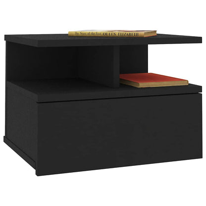 800407 vidaXL Floating Nightstand Black 40x31x27 cm Engineered Wood