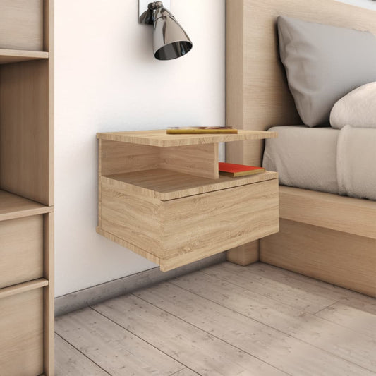vidaXL Floating Nightstand | Sonoma Oak | Engineered Wood | Compact | Storage