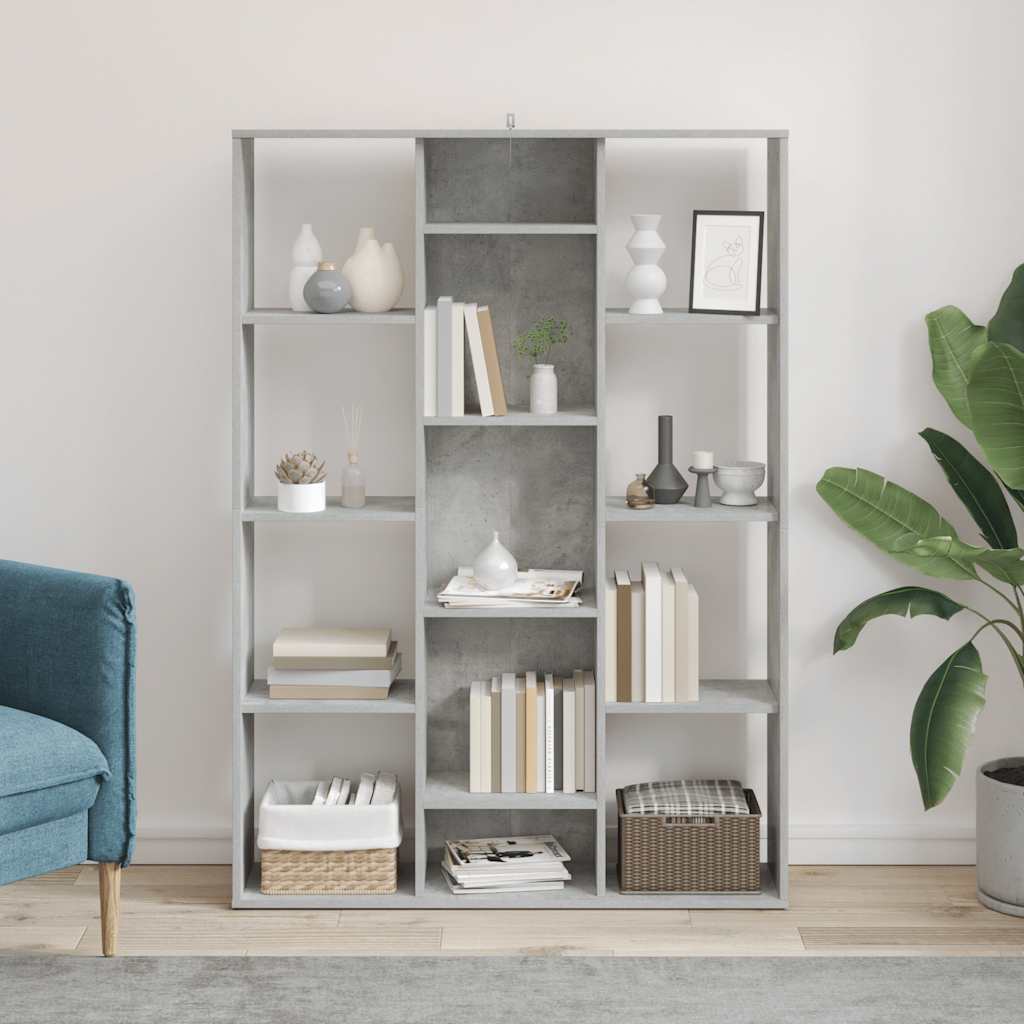 vidaXL Room Divider/Book Cabinet Concrete Grey 100x24x140 cm Engineered Wood