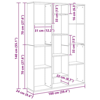vidaXL Room Divider/Book Cabinet Concrete Grey 100x24x140 cm Engineered Wood