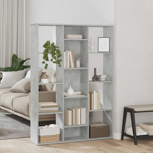 vidaXL Room Divider/Book Cabinet Concrete Grey 100x24x140 cm Engineered Wood
