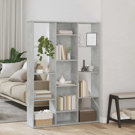vidaXL Room Divider/Book Cabinet Concrete Grey 100x24x140 cm