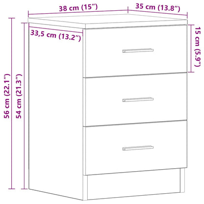 800452 vidaXL Bedside Cabinet Black 38x35x56 cm Engineered Wood