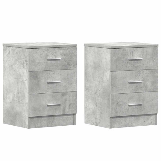 vidaXL Bedside Cabinet | Set of 2 | Concrete grey | Engineered wood | Medium