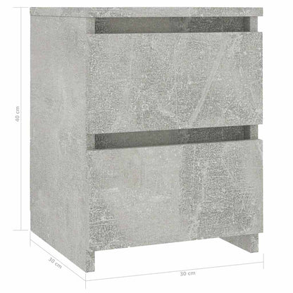 vidaXL Bedside Cabinets 2 pcs Concrete Grey 30x30x40cm Engineered Wood