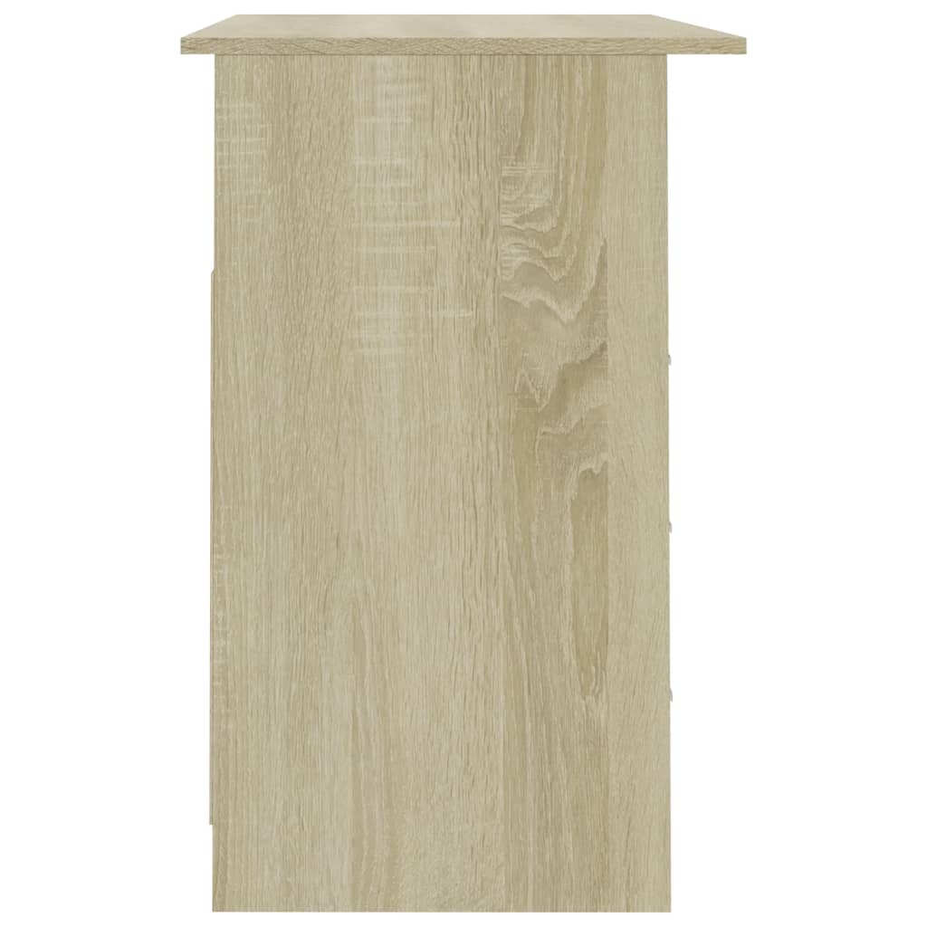 vidaXL Desk with Drawers Sonoma Oak 110x50x76 cm Engineered Wood