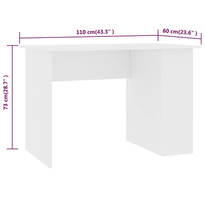 800576 vidaXL Desk White 110x60x73 cm Engineered Wood