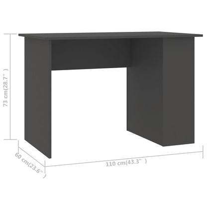 vidaXL Desk Grey 110x60x73 cm Engineered Wood