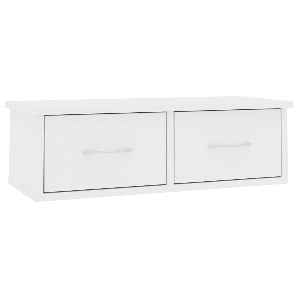 800585 vidaXL Wall-mounted Drawer Shelf White 60x26x18,5 cm Engineered Wood