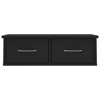 vidaXL Wall-mounted Drawer Shelf Black 60x26x18.5 cm Engineered Wood