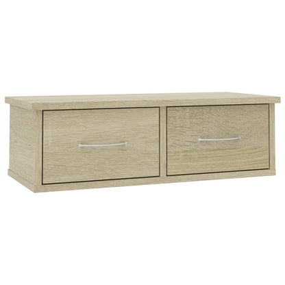 vidaXL Wall-mounted Drawer Shelf Sonoma Oak 60x26x18.5 cm