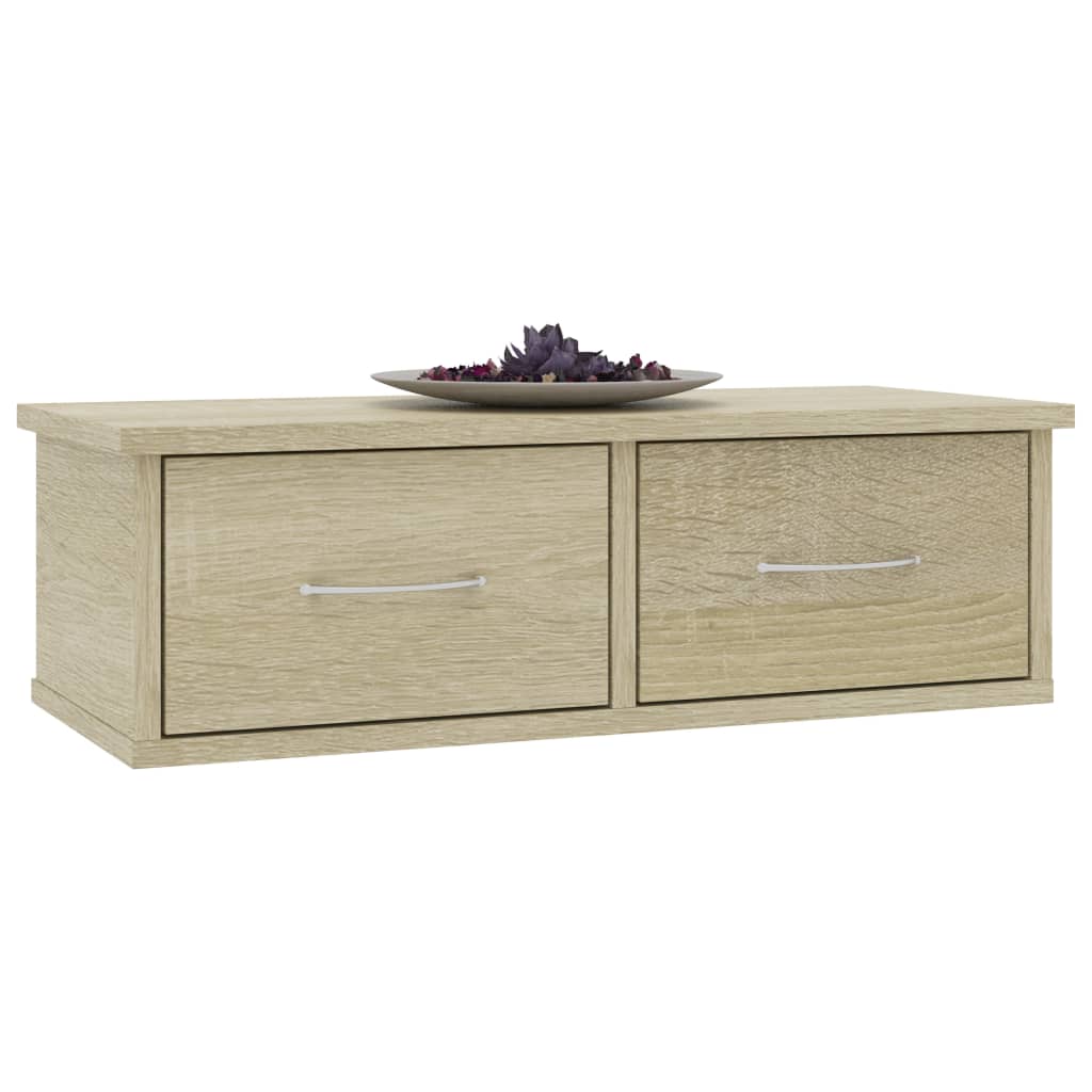 vidaXL Wall-mounted Drawer Shelf Sonoma Oak 60x26x18.5 cm