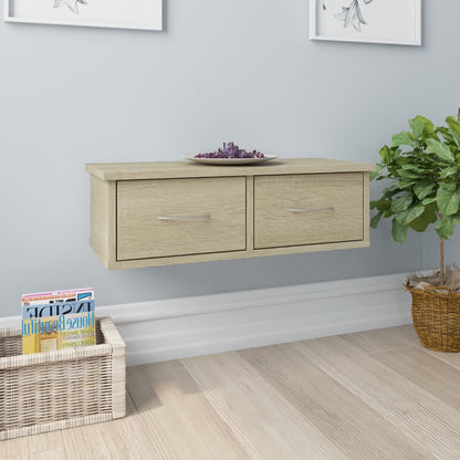 vidaXL Wall-mounted Drawer Shelf Sonoma Oak 60x26x18.5 cm