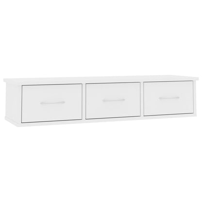 800594 vidaXL Wall-mounted Drawer Shelf White 88x26x18,5 cm Engineered Wood