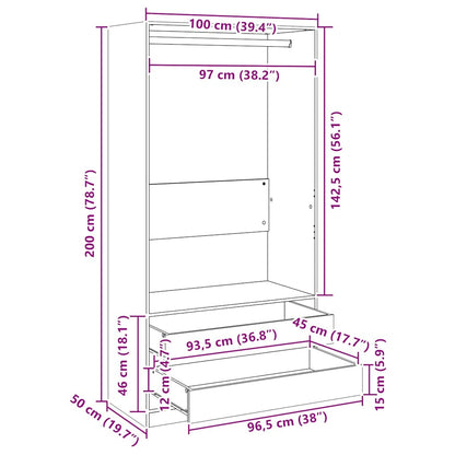 800603 vidaXL Wardrobe White 100x50x200 cm Engineered Wood