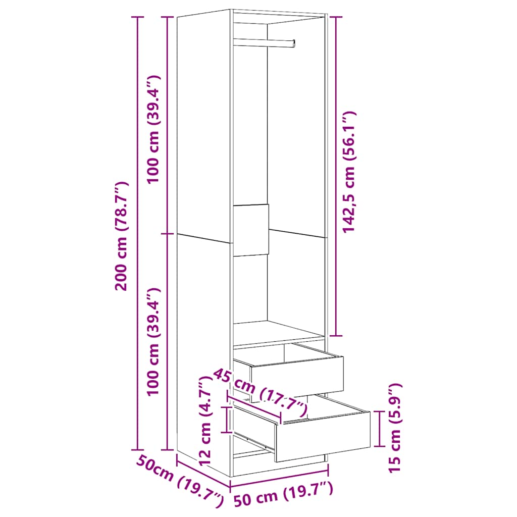 vidaXL Wardrobe | White | Engineered wood | Compact | Wardrobe | Rectangular