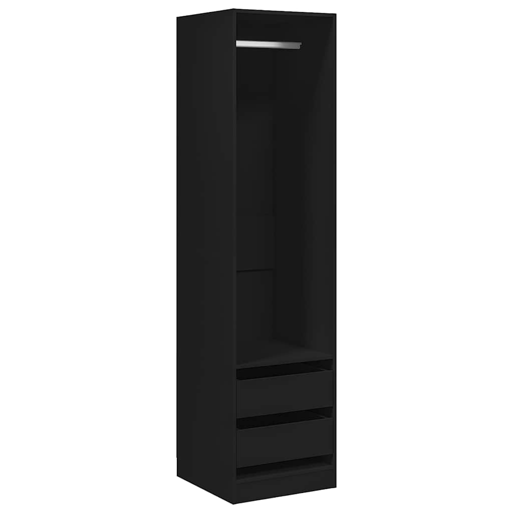 800613 vidaXL Wardrobe with Drawers Black 50x50x200 cm Engineered Wood
