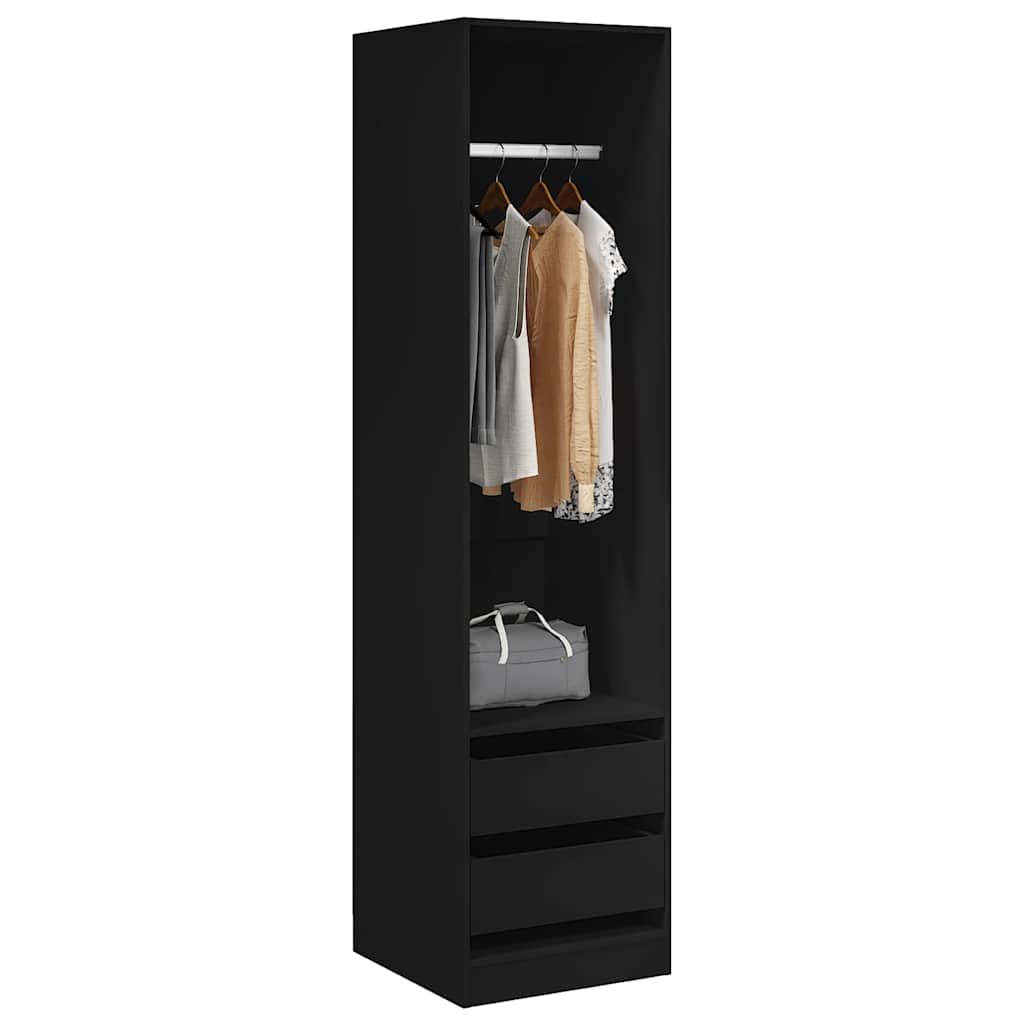 800613 vidaXL Wardrobe with Drawers Black 50x50x200 cm Engineered Wood