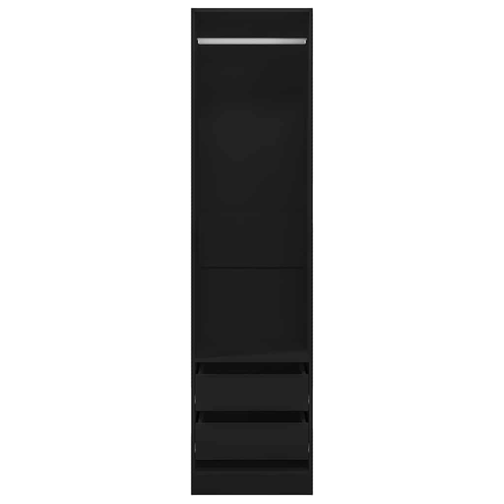 800613 vidaXL Wardrobe with Drawers Black 50x50x200 cm Engineered Wood