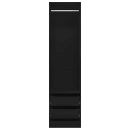 800613 vidaXL Wardrobe with Drawers Black 50x50x200 cm Engineered Wood