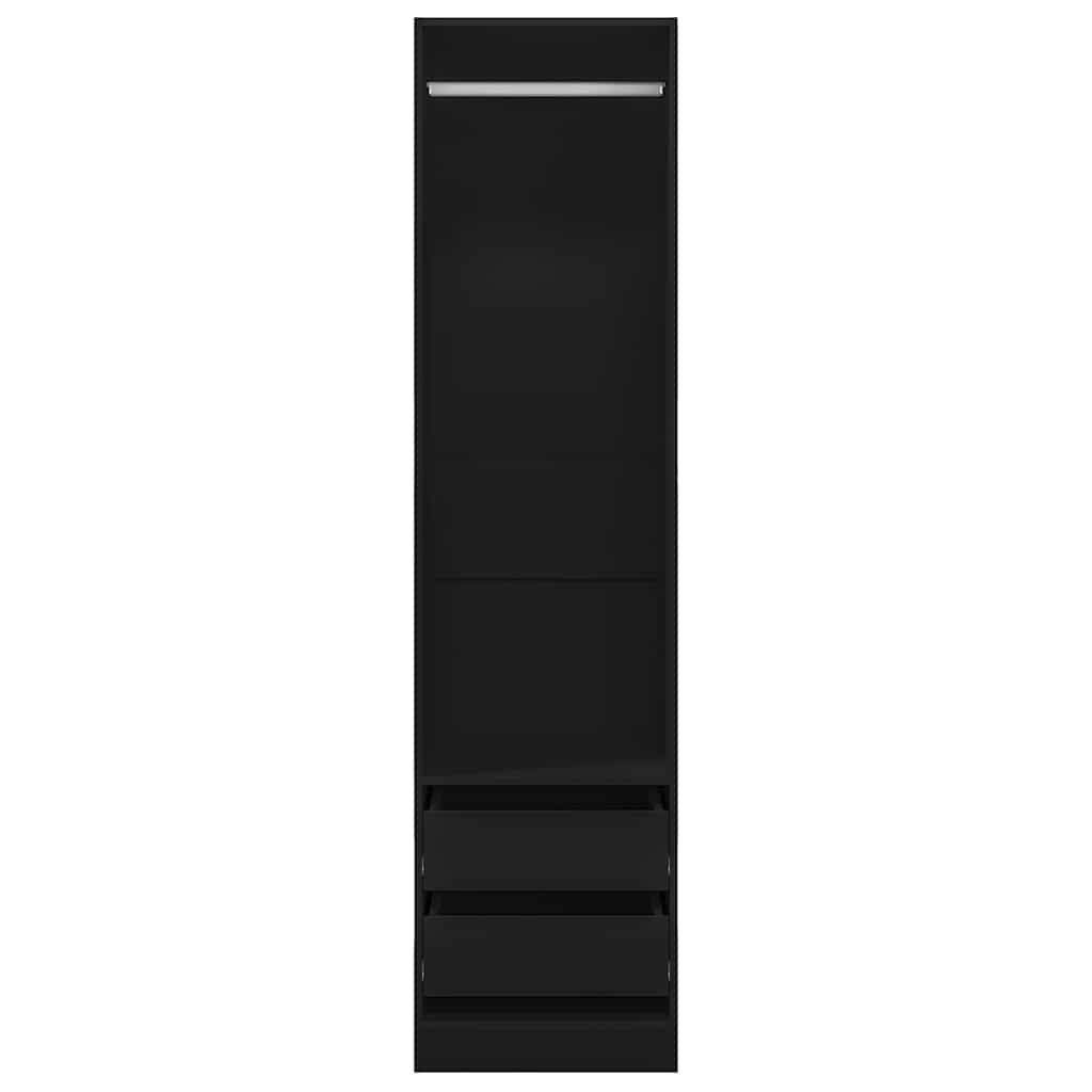 vidaXL Wardrobe with Drawers Black 50x50x200 cm Engineered Wood