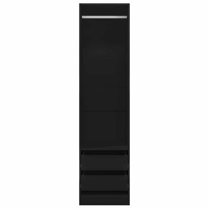 vidaXL Wardrobe with Drawers Black 50x50x200 cm Engineered Wood