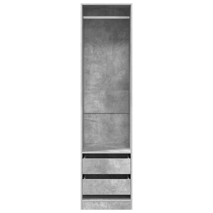vidaXL Wardrobe with Drawers Concrete Grey 50x50x200cm Engineered Wood