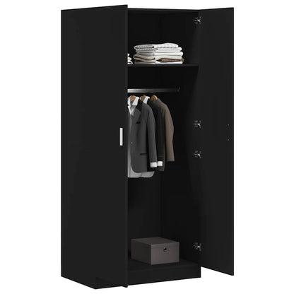 vidaXL Wardrobe | Black | Engineered wood | Compact | Wardrobe | Rectangular