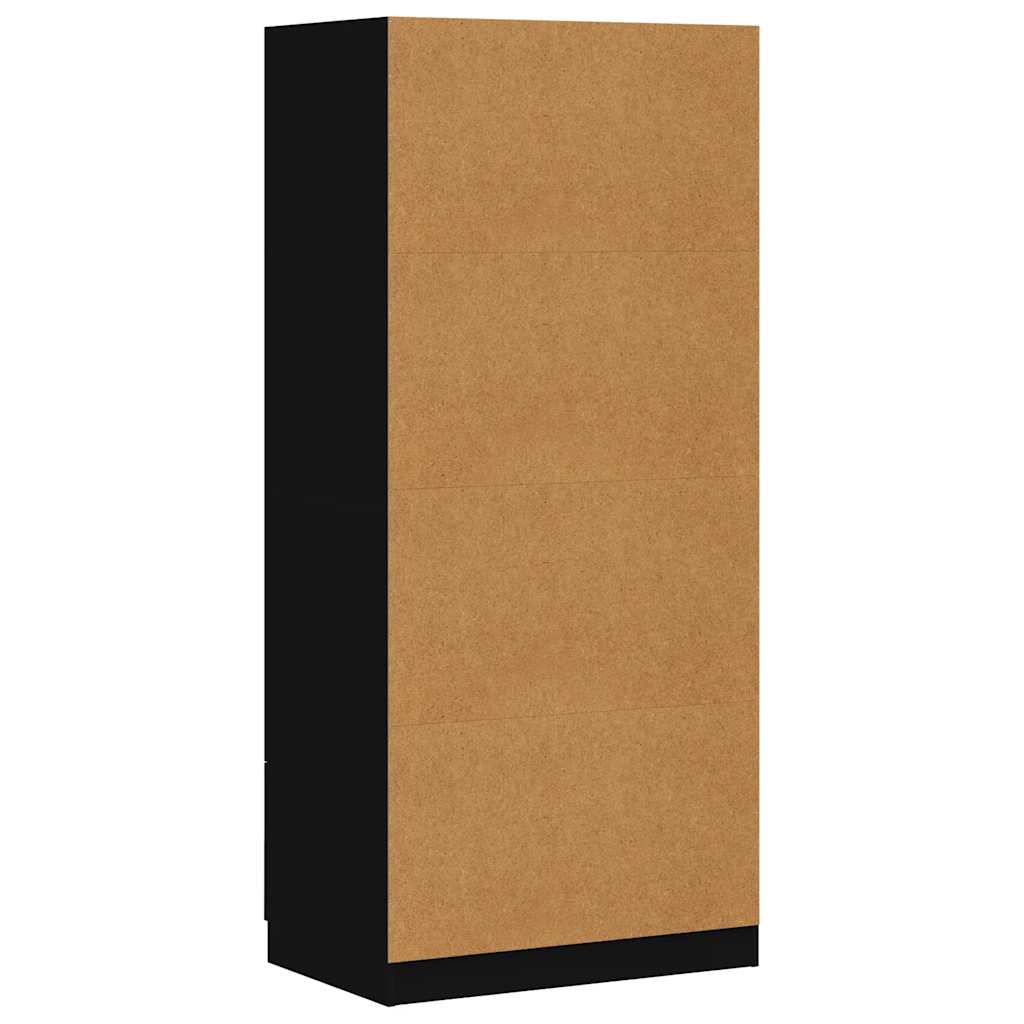 vidaXL Wardrobe | Black | Engineered wood | Compact | Wardrobe | Rectangular