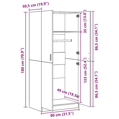 vidaXL Wardrobe | Black | Engineered wood | Compact | Wardrobe | Rectangular