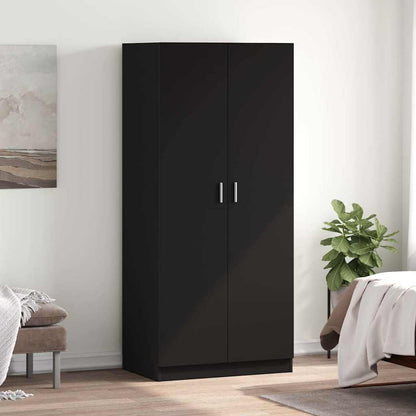 vidaXL Wardrobe | Black | Engineered wood | Compact | Wardrobe | Rectangular