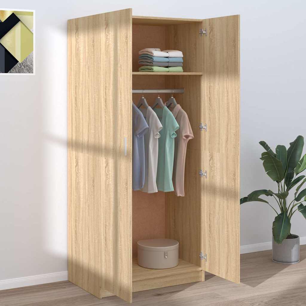 vidaXL Wardrobe | Sonoma oak | Engineered wood | Compact | Wardrobe