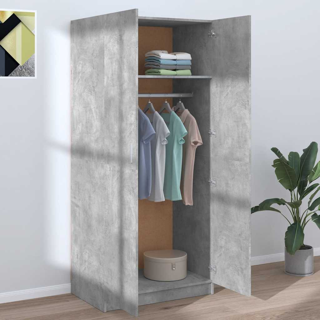vidaXL Wardrobe | Concrete grey | Engineered wood | Compact | Wardrobe