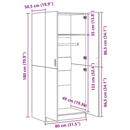 vidaXL Wardrobe | Concrete grey | Engineered wood | Compact | Wardrobe