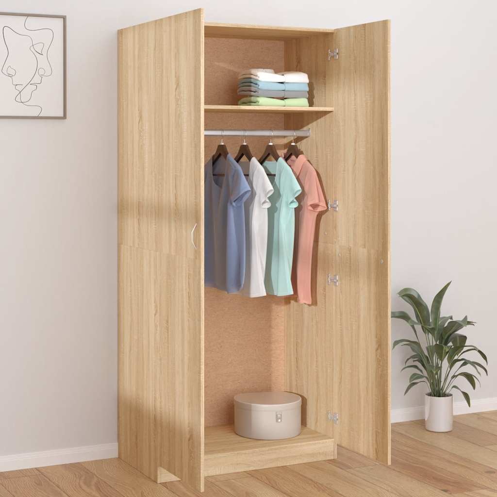 vidaXL Wardrobe | Sonoma Oak | Engineered Wood | Compact | Wardrobe