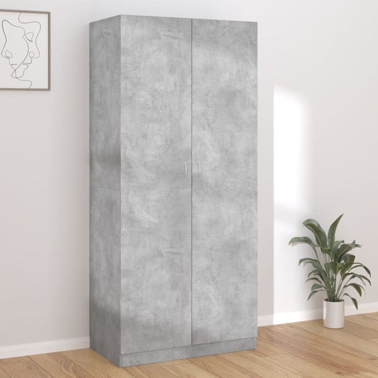 vidaXL Wardrobe Concrete Grey 90x52x200 cm Engineered Wood
