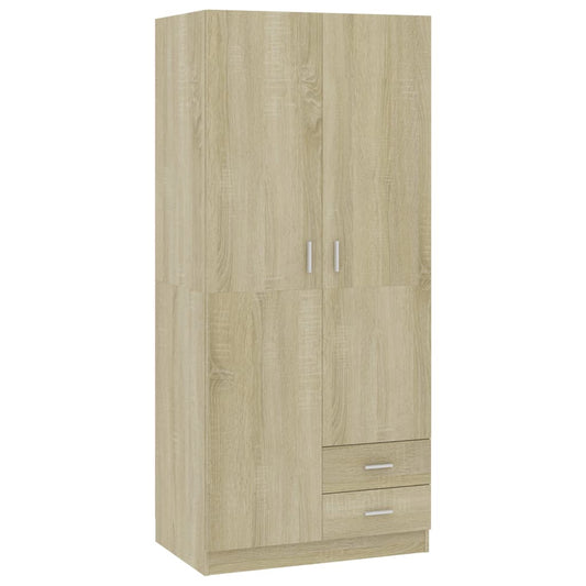 vidaXL Wardrobe Sonoma Oak 80x52x180 cm Engineered Wood