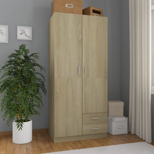 vidaXL Wardrobe Sonoma Oak 80x52x180 cm Engineered Wood
