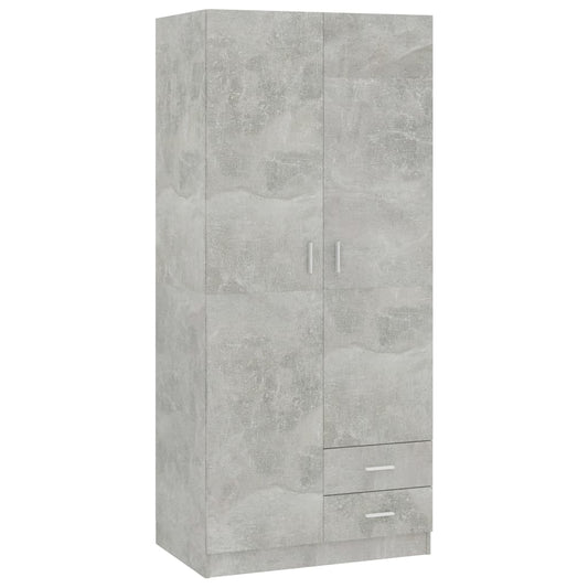vidaXL Wardrobe Concrete Grey 80x52x180 cm Engineered Wood