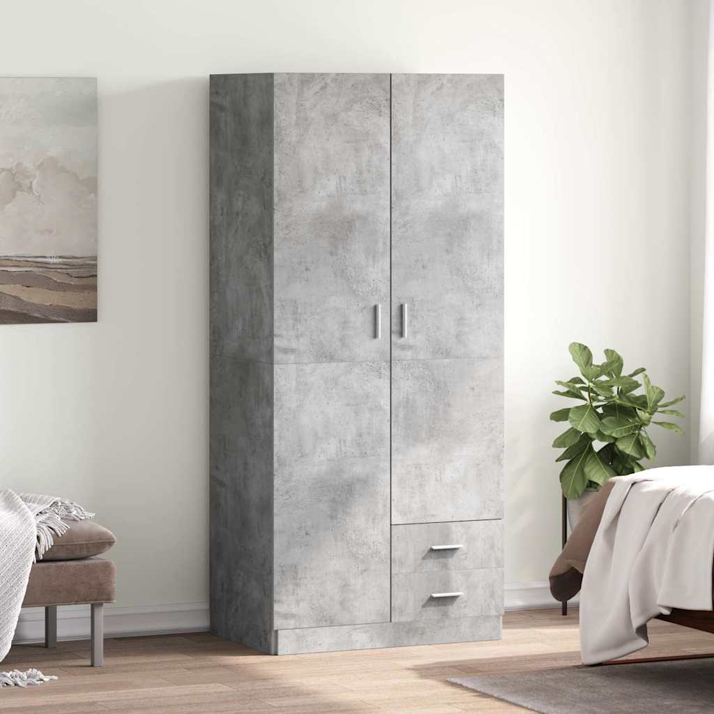 vidaXL Wardrobe | Concrete Grey | Engineered Wood | Compact | Wardrobe