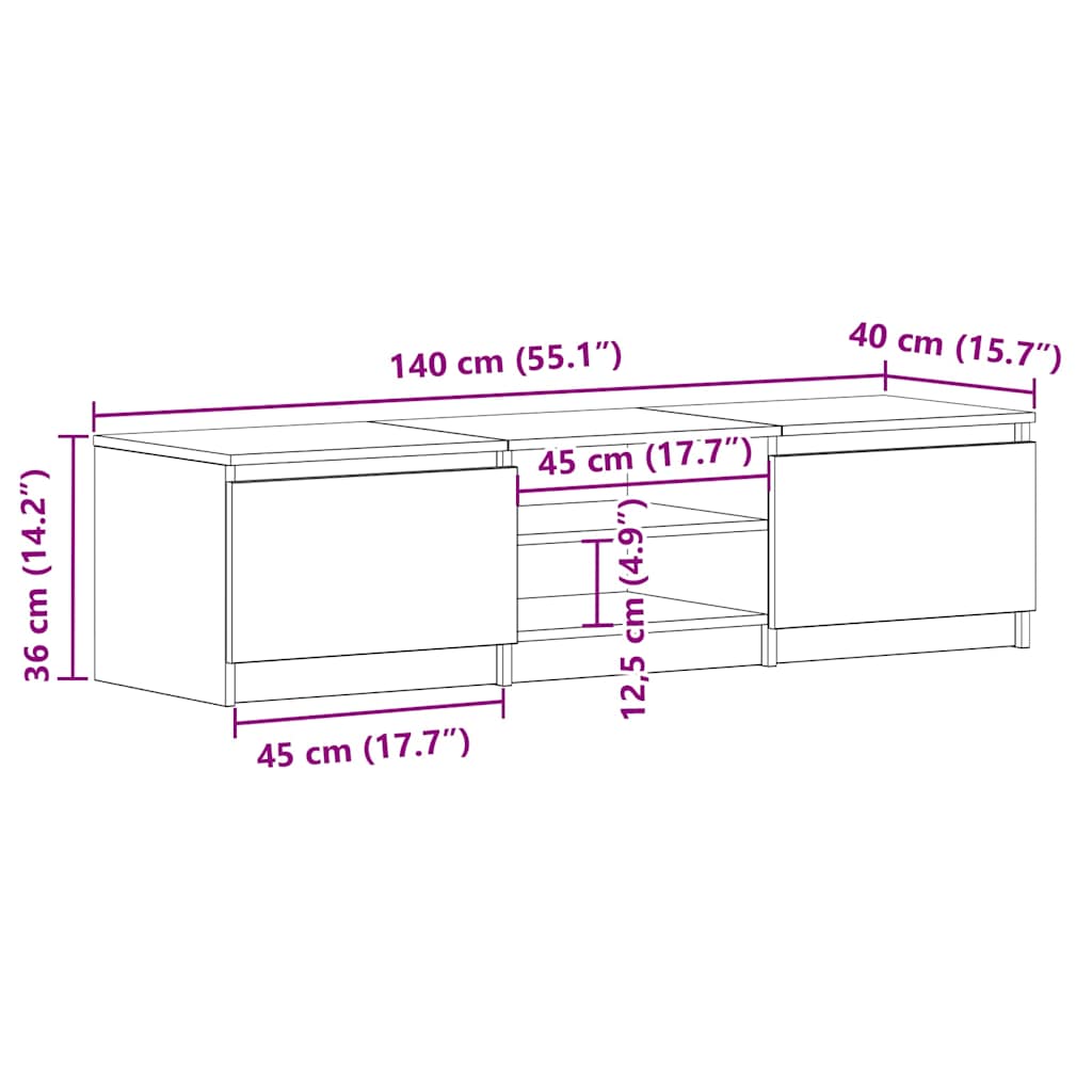vidaXL TV Cabinet | White | Engineered Wood | TV Cabinet | Rectangular