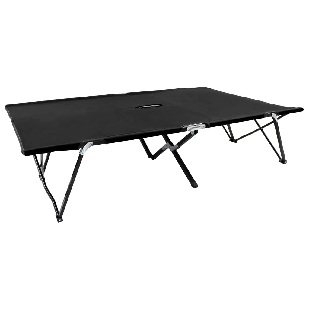 vidaXL Sun Lounger | Black | Steel frame | Double | Foldable | Sun Lounger