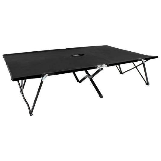 vidaXL Sun Lounger | Black | Steel frame | Double | Foldable | Sun Lounger