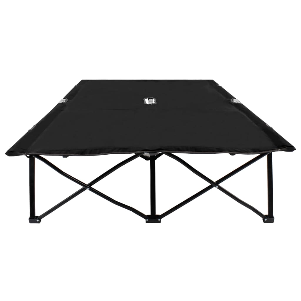 vidaXL Sun Lounger | Black | Steel frame | Double | Foldable | Sun Lounger